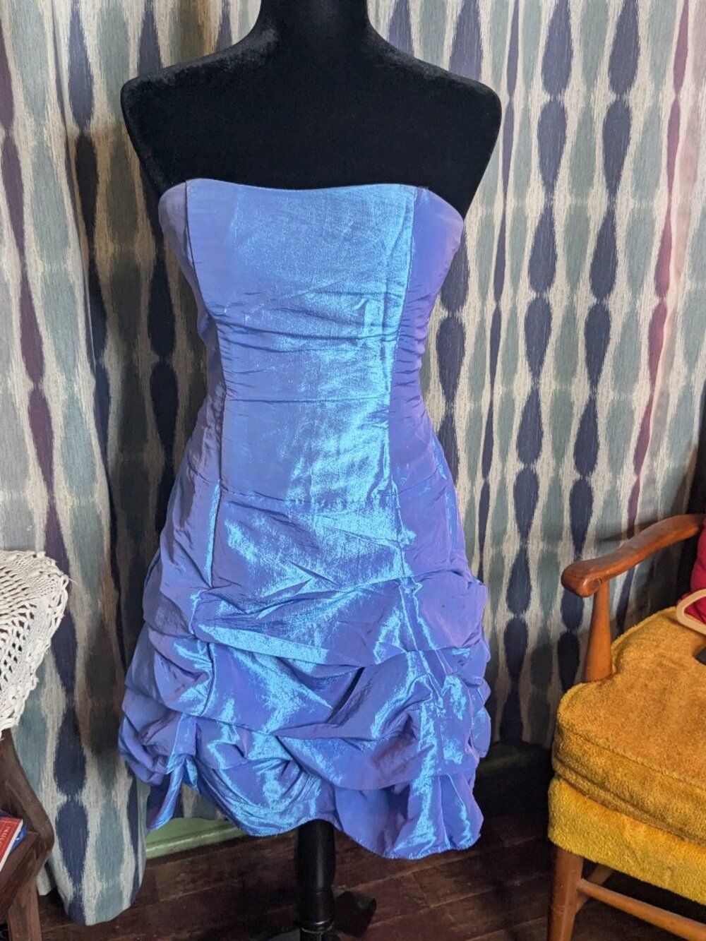 FIESTA Blue Strapless Corset Prom Dress Size Small Y2K Formal Gown